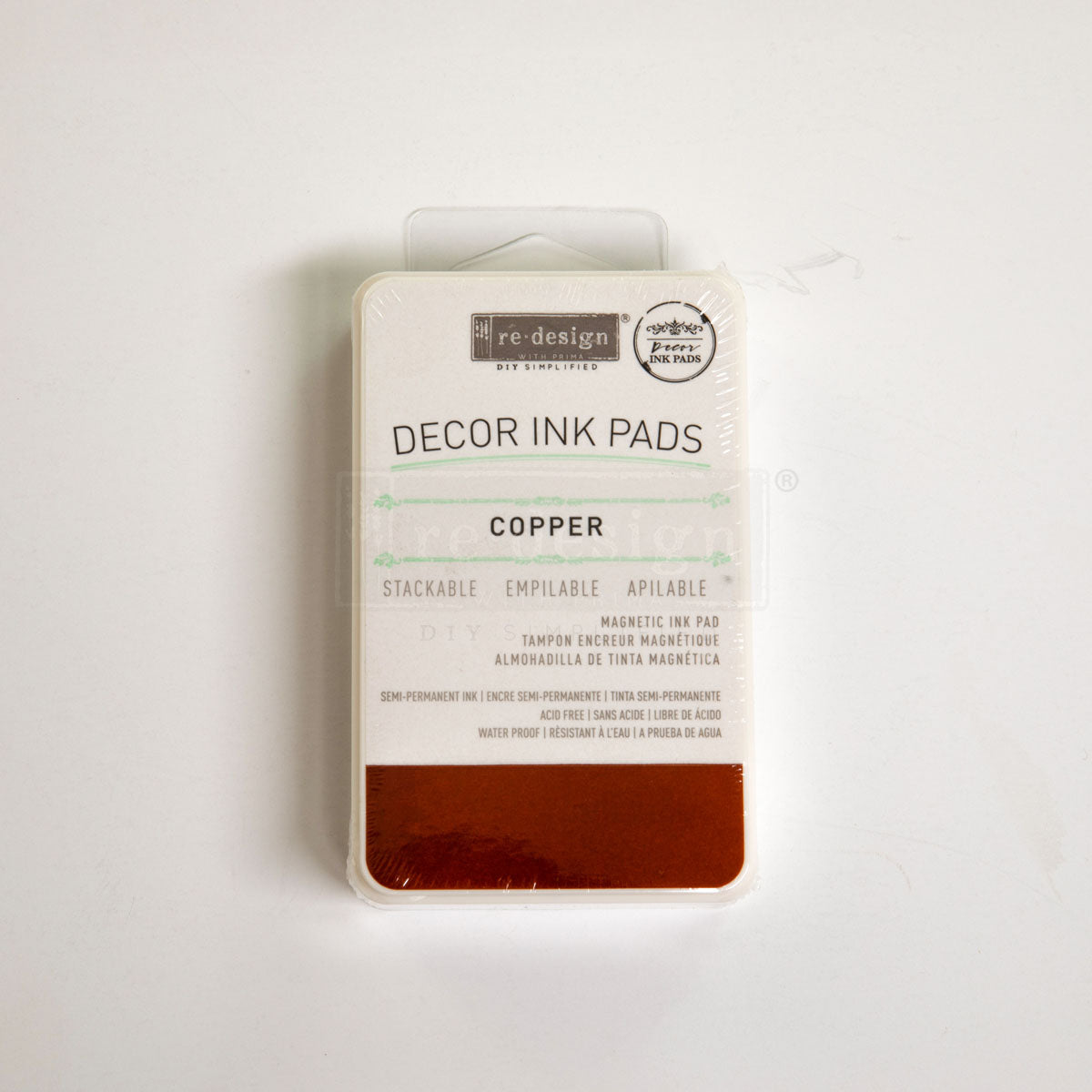 Decor Ink Pad, Copper packaging for premium paints and DIY décor projects.