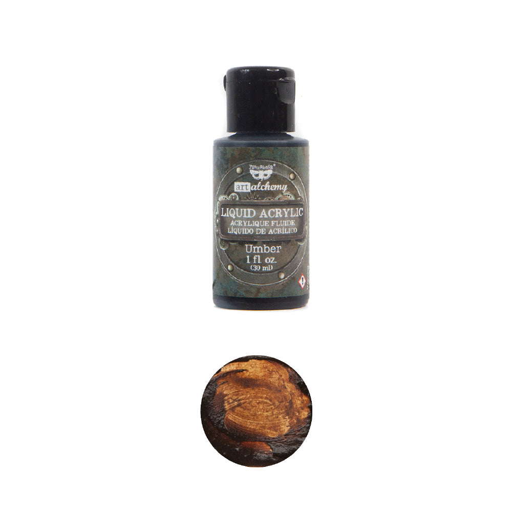 Art Alchemy - Liquid Acrylics, Umber bottle and swatch for creative projects, DIY décor, and premium paints.