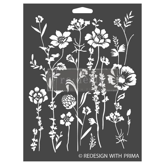 Floral stencil design for wall art, perfect for DIY décor, featuring premium materials for home and craft projects.