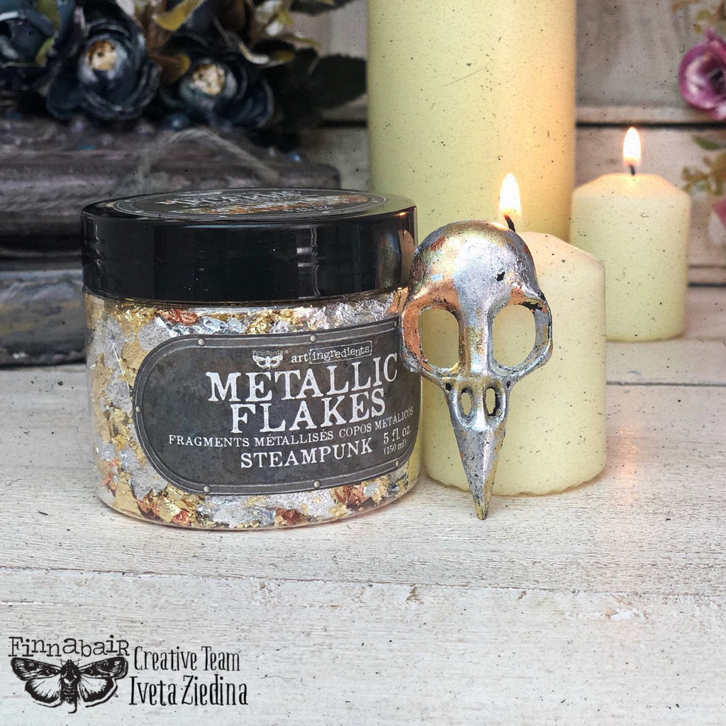 Fine Mica Flakes, Steampunk in jar, ideal for DIY décor and creative projects with premium paints and art tools.