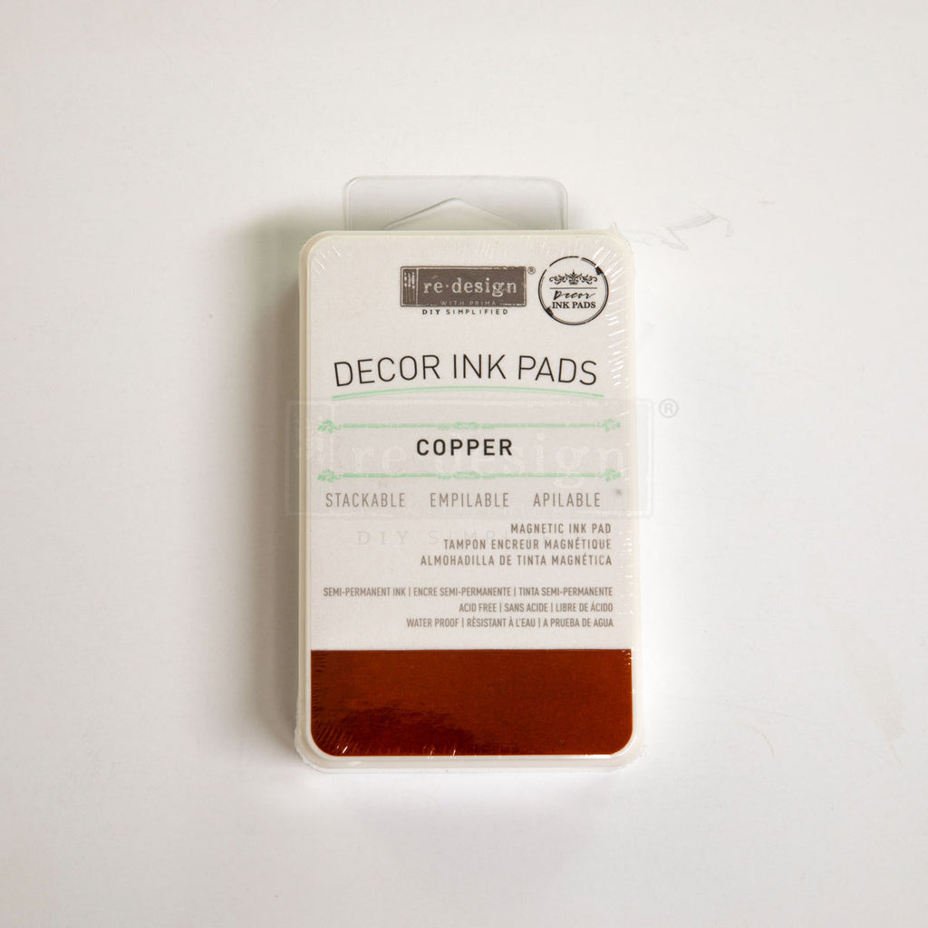 Decor Ink Pad, Copper packaging for premium paints and DIY décor projects.