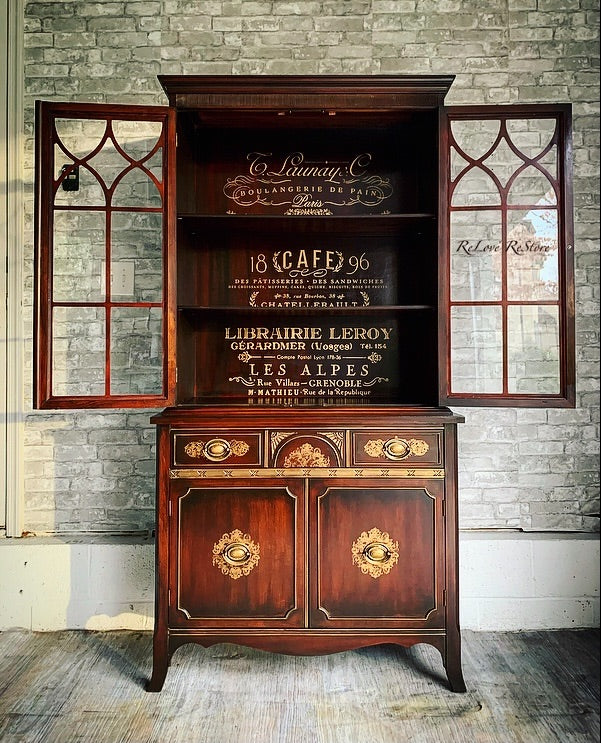 Decor Ink Refill, Copper on vintage styled cabinet with ornate detailing, ideal for creative projects and home décor.