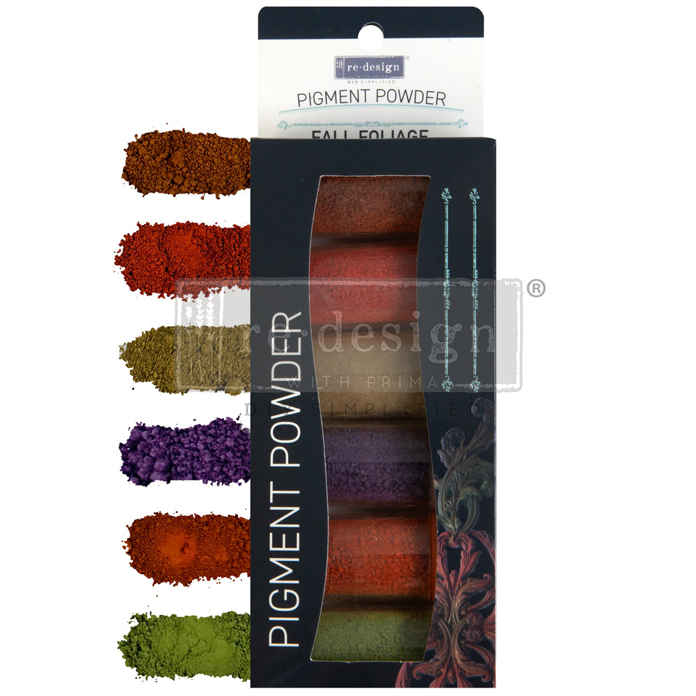 Decor Pigment Powder Set, 6 colors each, Fall Foliage, perfect for DIY decor and creative projects.