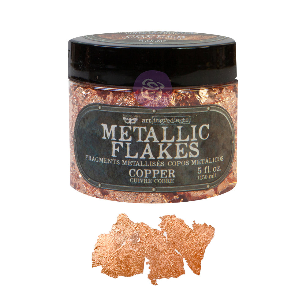 Fine Mica Flakes, Copper in a 5.1 oz jar, perfect for DIY décor and art projects with metallic accents.