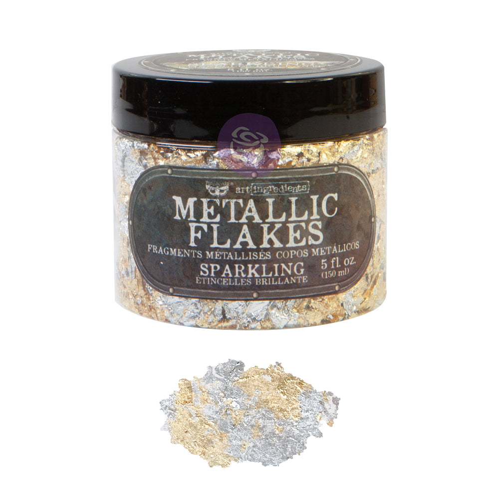 Fine Mica Flakes, Sparkling in a jar with shiny metallic flakes for DIY décor and creative projects.