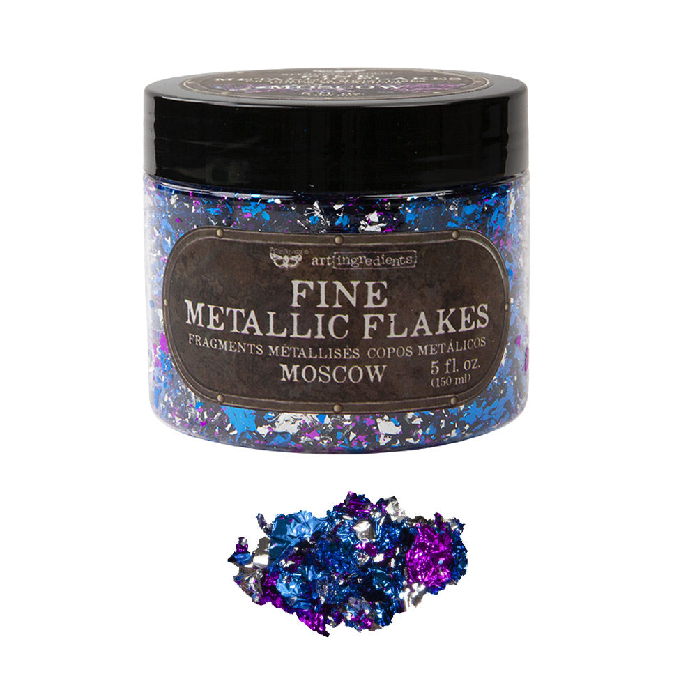 Fine Mica Flakes, Moscow in jar with shiny metallic colors for DIY décor and creative projects.