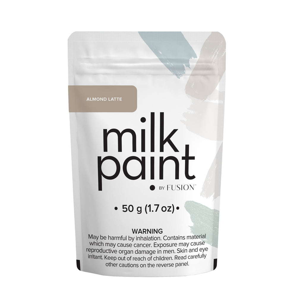 Almond Latte milk paint by Fusion, perfect for DIY décor and artistic finishes in creative projects.