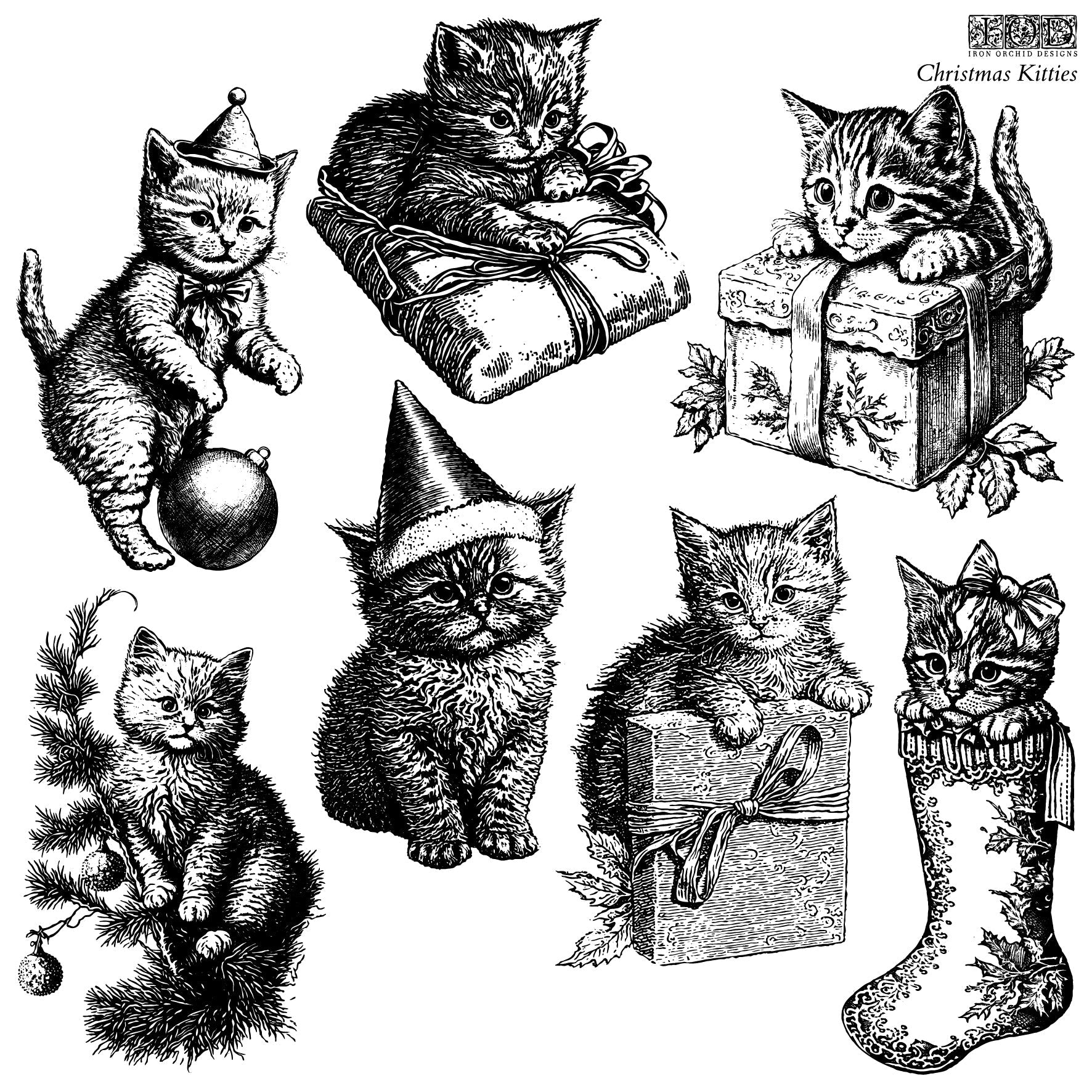 Christmas Kitties 12x12 IOD Stamp™