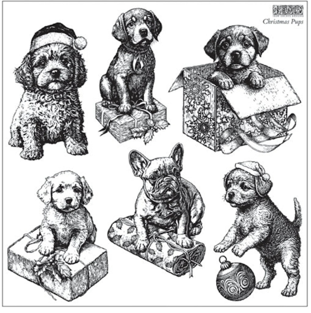 Christmas Pups 12x12 Decor Stamp