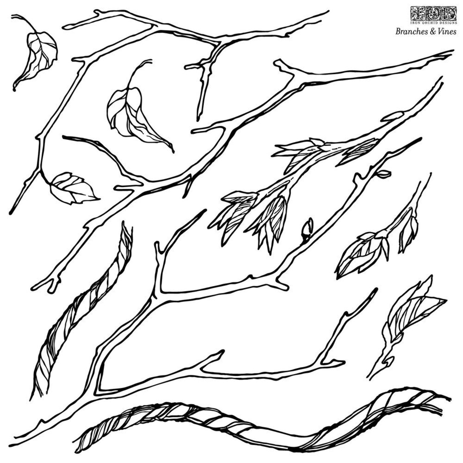 Branches and Vines 12x12 IOD Stamp